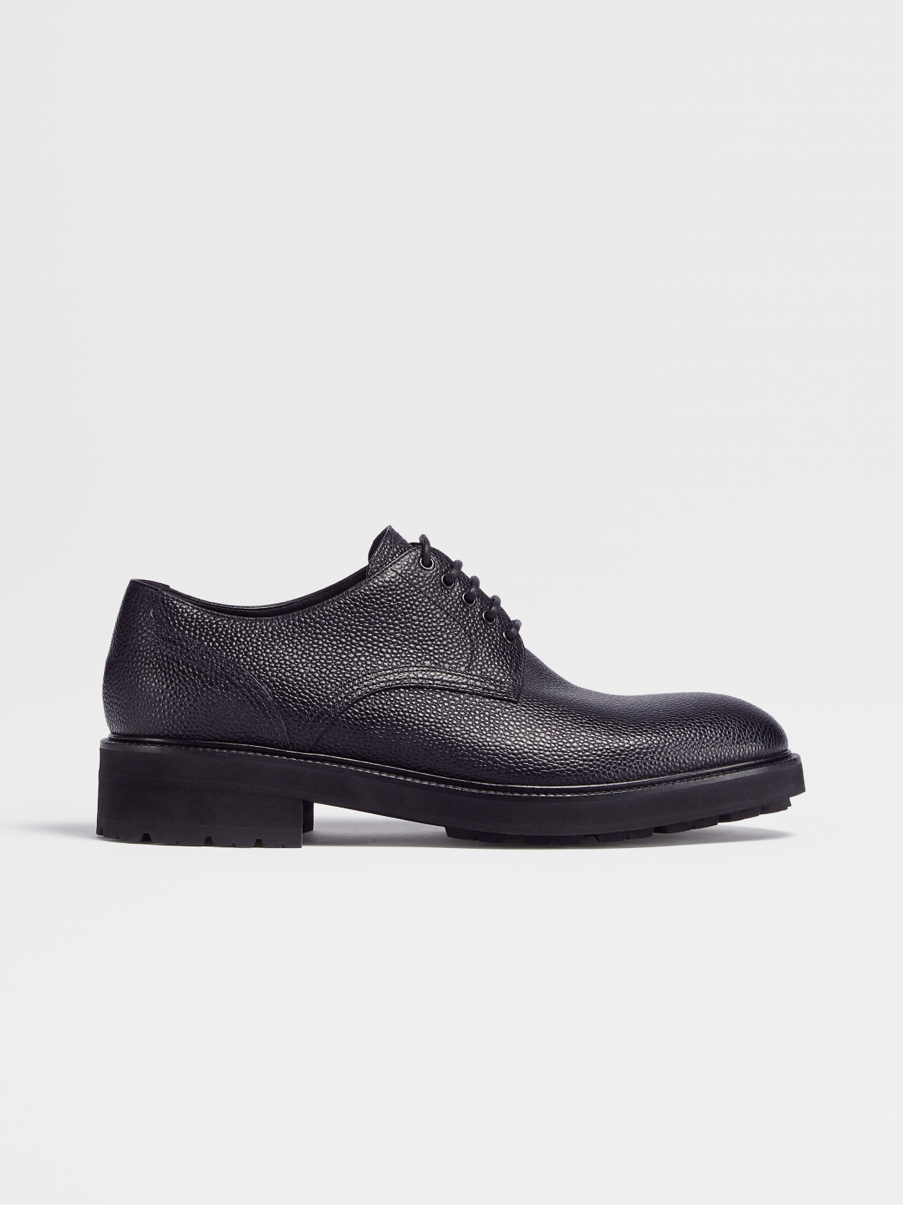 Black Grained Leather Arezzo Derby Shoes